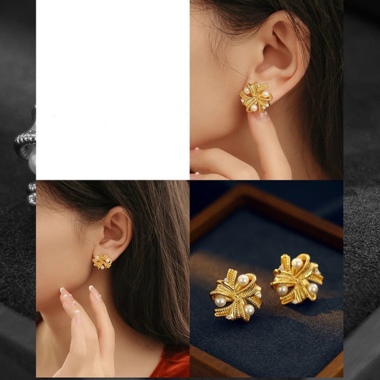 Vintage Flower Pearl Earrings