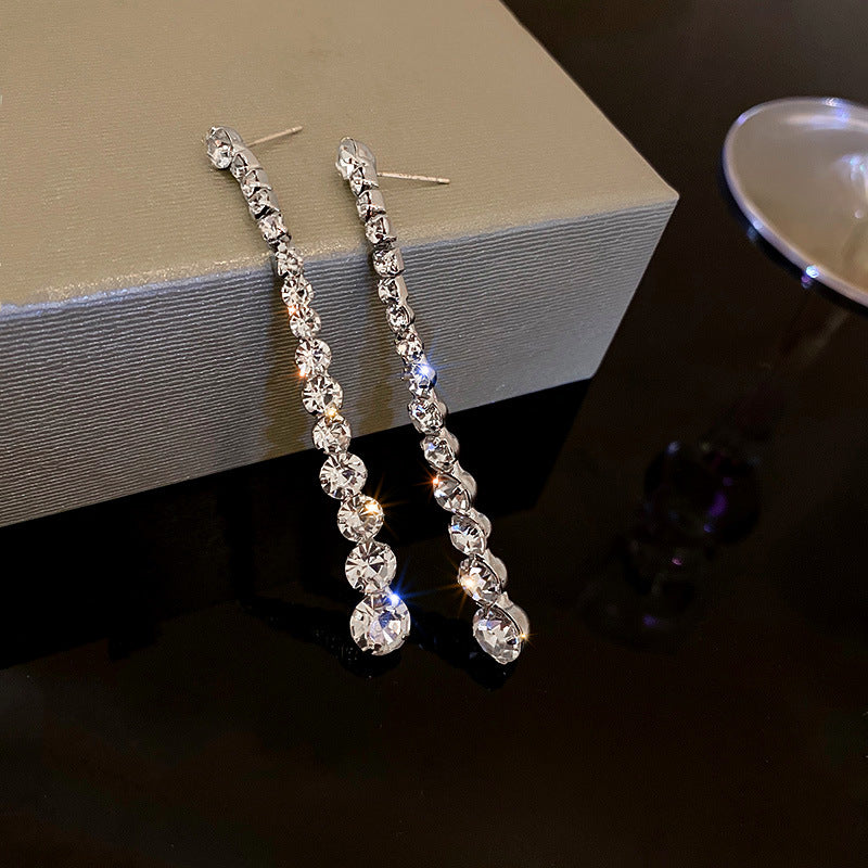 Tassel Zircon Long Earrings - Modingo Modingo