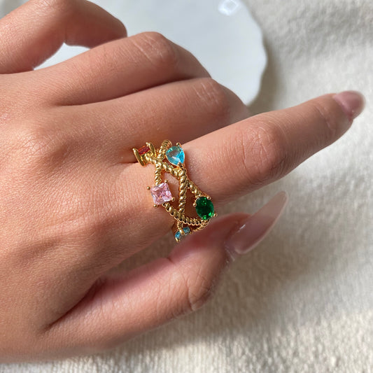 Colorful Zircon Twisted Open Ring - Modingo Modingo
