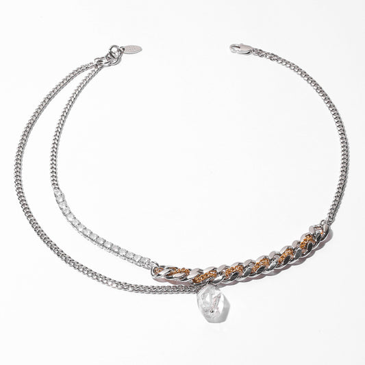 Natural Stone Gold and Silver Double Chain - Modingo Modingo